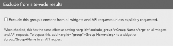 Exclude group from site-wide results UI