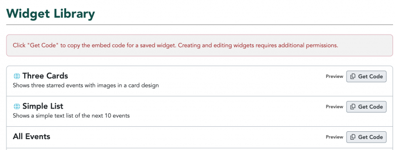 preview of widget library ui