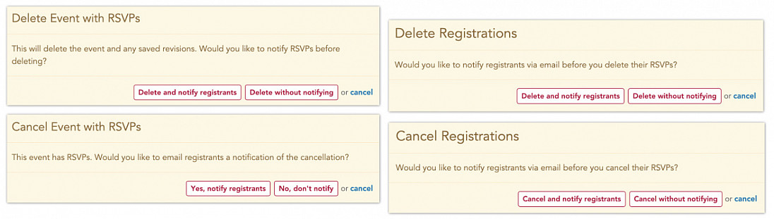 Preview of RSVP cancel/delete notifications